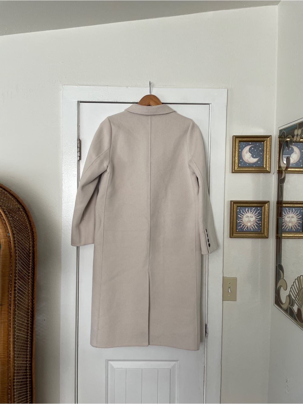 MADEINOST Double-Breasted Women's Coat Light Beige 100% Australian Wool Size S - Picture 5 of 7